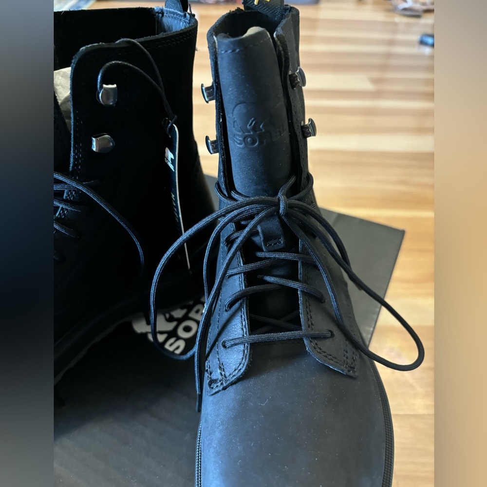 Sorel Women’s Suede Waterproof Hi Line Lace Up Boot in Jet Black Size 6 New - Picture 10 of 15